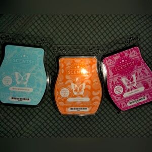 Bbmb Trio Juicy Peach Surfer Chick Berry Bubble Blue New SCENTSY wax Bars 3.2 oz